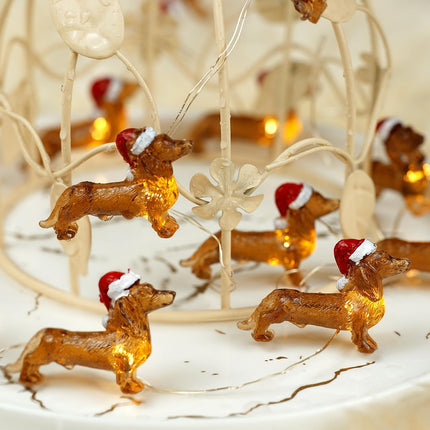 BOHON Dachshund Christmas Lights 10ft 30 LEDs Weiner Dog Christmas Decorations Fairy String Lights Battery Operated Dachshund for Indoor Party Tree Puppy Pet Themed Ornament with Remote