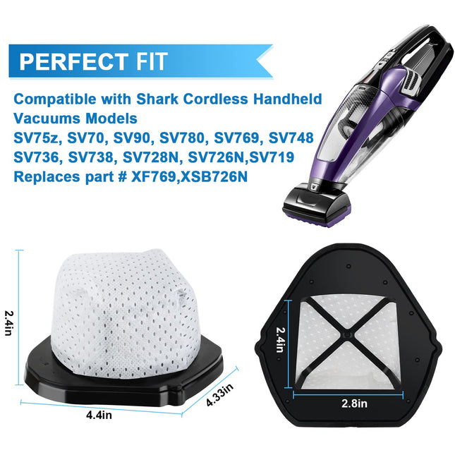 Leadaybetter 6 Pack Dust Cup Filters For Shark Cordless Handheld Vacuum Sv780 Sv75Z Sv728N Sv726N, Part Xf769, Xsb726N