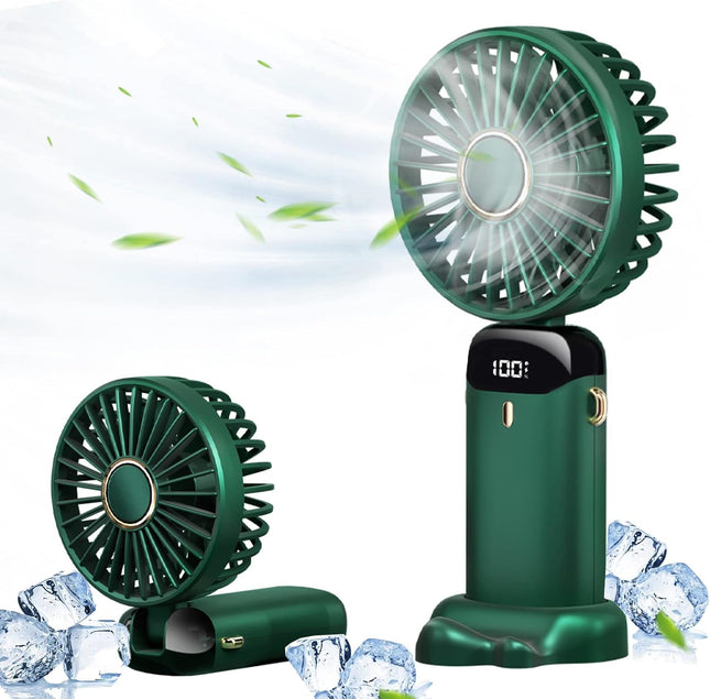 Mini Handheld Fan，Foldable Personal Portable Fan With 5 Speeds，4000Mah Battery Operated Usb Rechargeable Fan, Small Desk Fan Work