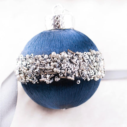 12 Pcs Satin Christmas Ball Ornaments, Luxury Silk Tree Hanging Decorations for Xmas Wreath Garland Wedding Party (Blue)