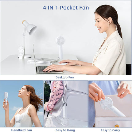Handheld Fan, Portable Mini Fan With Usb Rechargeable Battery, 3 Speeds 610 Hours Working Time For Indoor, Outdoor, Makeup