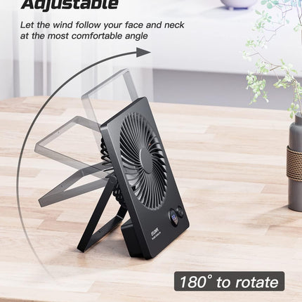 Otlonpe Desk Fan Battery Operated, 4000Mah Portable Fan Rechargeable Personal Fan Small Table Fan With 180° Tilt Power Bank