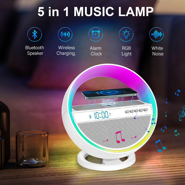 Bluetooth Speaker with Lights Wireless Charging Speaker 4 in 1 with 3-Hour Rechargeable Battery, Table lamp Christmas Birthday s for Kids
