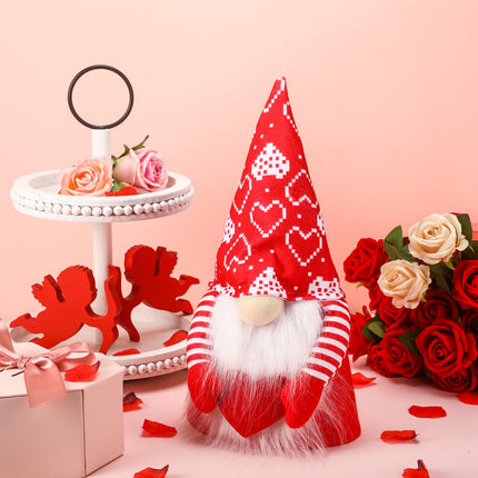 Valentine's Day Gnome Tree Topper with Top Hat Tree Topper Gnome Tomte Tree Ornament Treetop Christmas Tree for Valentine's Day Wedding Holiday Party Supplies Home Decorative Party
