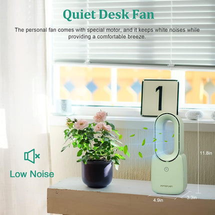 Conbola Desk Fan, 11.8 Inch Bladeless Fan Small Table Fan Air Cooler, Portable Rechargeable Breeze Quiet Fan With Touch Control 5