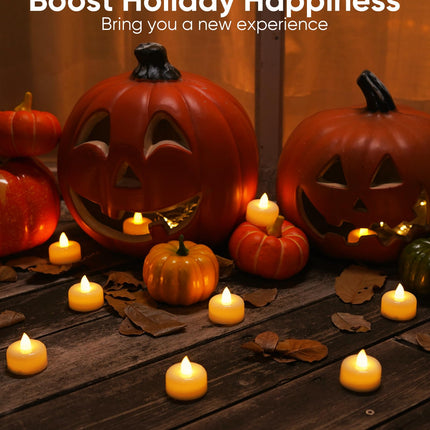 Amagic 24Pack Flameless LED Tea Lights Candles Battery Operated, Electric Fake Tealight Candles for Votive, Halloween, Christmas, Home Decor, Wedding, Table Decor (24Pack)