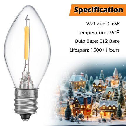 Meonum Accessory Cord with 9 LED Light Bulb, 18ft Christmas Village Lights Cord with Dimmer Switch, C7 Blow Mold Lights for Christmas Village Houses, Halloween Pumpkin Skeleton Crafts Decoration