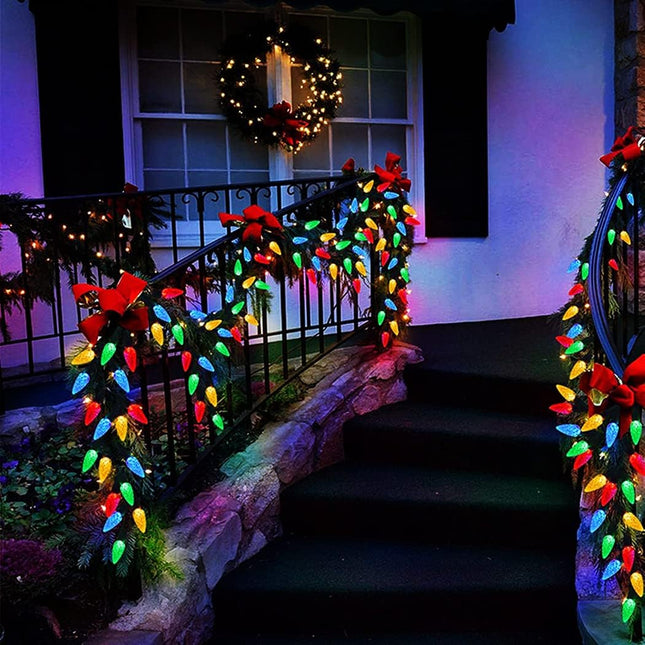 Outdoor C9 Led Christmas Lights Multicolor Commercial Grade Strawberry Holiday String Lights Colored,25LED Green Wire 18Ft Heavy-Duty Wedding Party Colorful Decorative Lights Mood Lights
