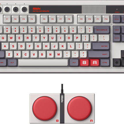 8Bitdo Retro Mechanical Keyboard, Bluetooth/2.4G/USB-C Hot Swappable Gaming Keyboard with 87 Keys, Dual Super Programmable Buttons for Windows and Android - N Edition