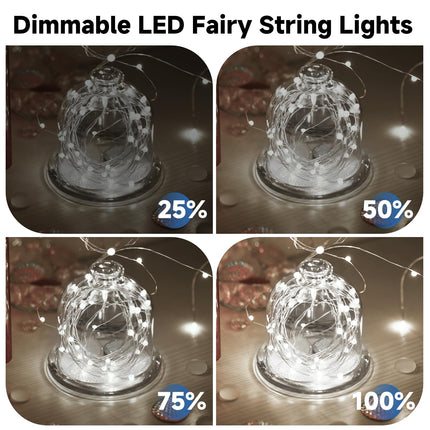Mlambert 4 Pack 40FT Fairy Lights Battery Operated with Remote & Timer, Waterproof Dimmable Twinkle Light 8 Modes for Indoor Outdoor Decor, Cool White