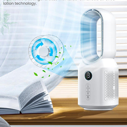 Let'Me Desk Fan, 106° Oscillating Fan For Indoors,Bladeless Fan With 3 Speeds, Small Office Fan With Led Light, 13 Inch Personal