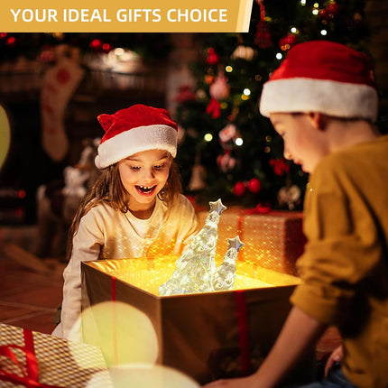 1PC Lighted Christmas Tree,13.9 Inch Tabletop Christmas Tree Lamp, Colorful Lighted Swirling Snow Glitter Tree-Timer- Top Star-Light up Valentines/Christmas Decorations