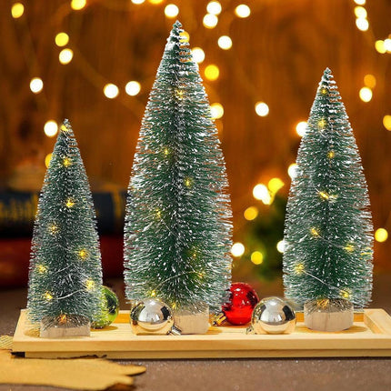 3 PCS Bottle Brush Christmas Trees with Lights, Mini Tabletop Christmas Tree for Christmas Decorations Indoor, Desktop Miniature Pine Tree Xmas Holiday Decor