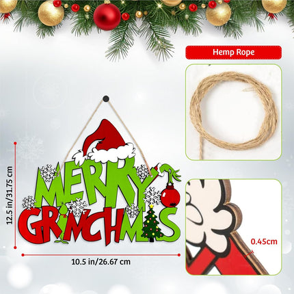 Merry Christmas Hanging Sign, Wooden Christmas Door Decorations, Christmas Decorations for Door-Wall-Tree-Window