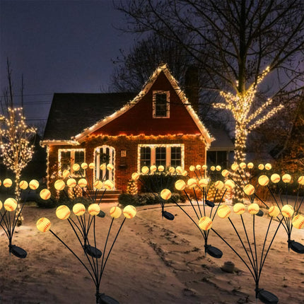Christmas Decorations Solar Garden Lights Outdoor,2Pack 12LED Baseball Decor Swaying Firefly Lights Waterproof Solar Christmas Pathway Lights for Outside Patio Yard Lawn Walkway Decorations