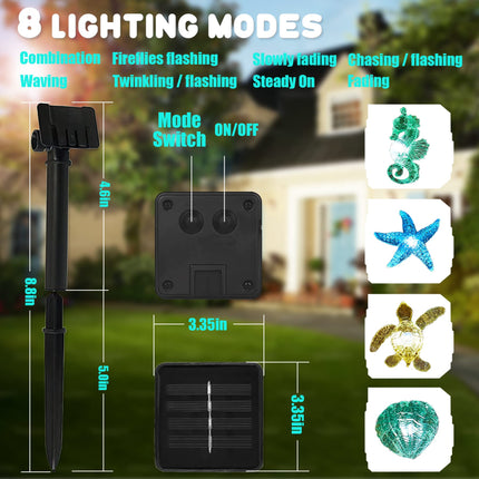 Coastal Solar String Lights Outdoor Garden Lights Marine Life Solar Fairy Garden Lights for Outside 14ft 40LED Waterproof Turtle Seahorse Starfish Clam Beach House Nautical String Lights Yard Decor