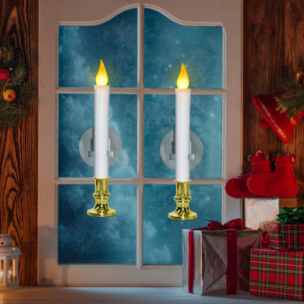 Christmas Window Candles Lights, Battery Operated Window Candles with Remote, LED Window Candles with Candle Holders Suction Cups, Flameless Window Candles for Holiday Decoration- 4 Pack