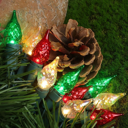 Red White Green Led Christmas String Lights C5 Glass Bulb19FT 70 LEDs ETL Green Wire Indoor Outdoou Use Xmas Holiday Decor