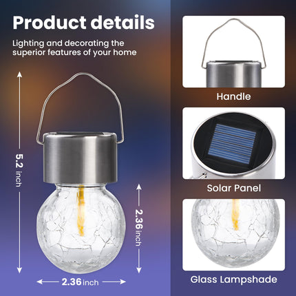 Hanging Solar Lights Outdoor, d Moving Led Beads,Solar Powered Waterproof Lighting,8 Pack Hanging Globe Solar Lights for Garden Yard Patio Fence Christmas Decoration (Warm White)