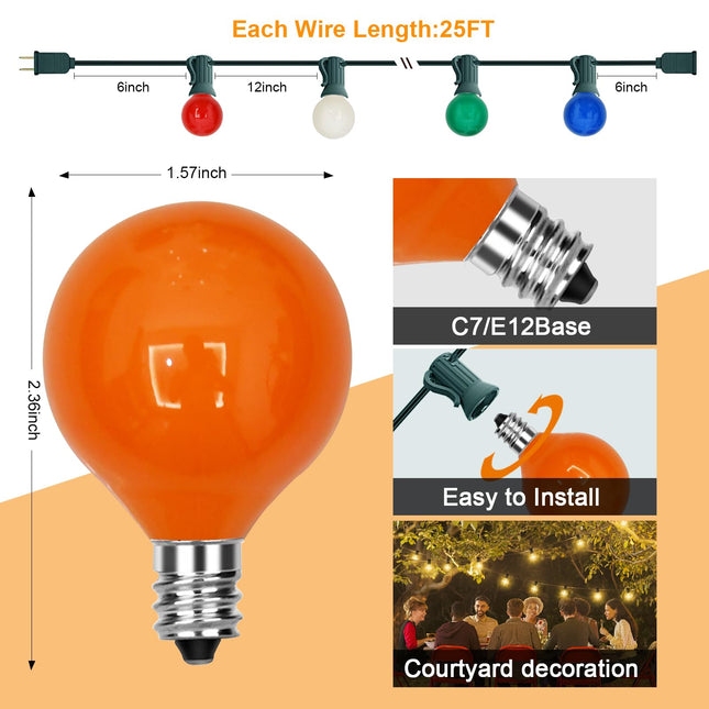GOOTHY 25Ft Outdoor Multicolor Christmas Lights, G40 Globe Patio String Lights with 27 Ceramic Colorful Bulbs(2 Spare), Outside Christmas Lights for Holiday Party Backyard Christmas