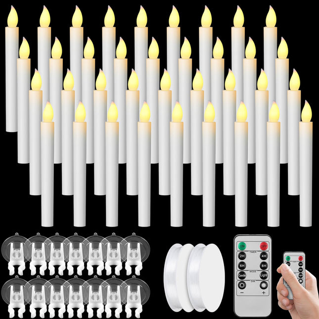 VIHOSE 36 Pcs Halloween Flameless Candles Bulk Floating Candles with Remote and Timer Flickering Hanging Candles Battery Operated Led Light for Christmas Halloween Wedding Party