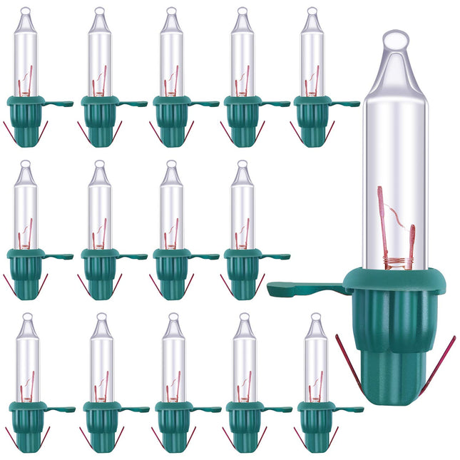 Ruisita Mini Christmas 2.5 Volt Replacement Light Bulbs with Base, 170 Ma, 0.42 Watt for Christmas Trees Decorative Light (120, Clear and Green)