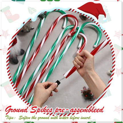 12 Pcs 36 Inch Giant Christmas Candy Cane Lights Christmas Pathway Walkway Lights Outdoor LED Decorations, Extra Large Yard Pathway Stake Lights for Lawn Garden Driveway Walkway Xmas Decor