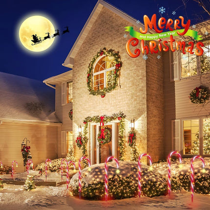 Candy Cane Christmas Lights, 12 Pack Waterproof Christmas Solar Candy Cane Lights with 8 Modes and Timer, 1200mah Solar Candy Cane Lights Outdoor Decorations for Pathway, Yard, Patio, Garden