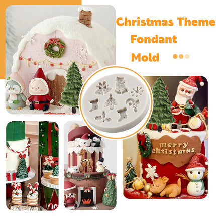 Sijiangmold Christmas Silicone Molds Snowflake Molds Mini Xmas Fondant Chocolate Candy Cake Molds Christmas Tree Deer Elk Frozen Party Mold For Cake Decorating Cake Topper Gum Paste Set Of 6
