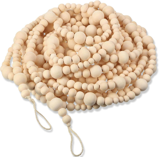 Giegxin 32.8 Feet Christmas Wooden Bead Garland Xmas Tree Beads Garland Rustic Wood Beaded Garland Farmhouse Bead Decor for Christmas Holiday Rustic Home Decoration(Wood Color,1 Pcs)