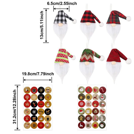 6 Pieces Christmas Wine Bottle Cover Gnome Faceless Doll Wine Bottle Cover Cute Xmas Champagne Bottle Cover Christmas Tree Hanging Ornaments with Xmas Stickers for Home Christmas Party Decoration