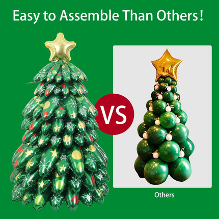 51 Inch Christmas Tree Balloons Self Standing with Golden Star Balloon – Perfect Xmas Party Decorations & s for Kids