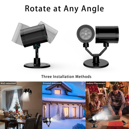 Christmas Snowflake Projector Light d Dual-Head Snowflake Projector Lights Waterproof LED Snowfall Projector Lights for Holiday Snowflake Lights for Wall Window Decoration