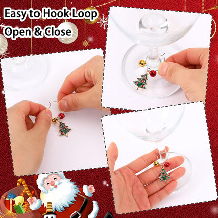 SANNIX 24pcs Christmas Wine Glass Charms Wine Glass Markers Identification Christmas Wine Charms for Stem Glasses Wine Tasting Party Favors Holiday Decorations