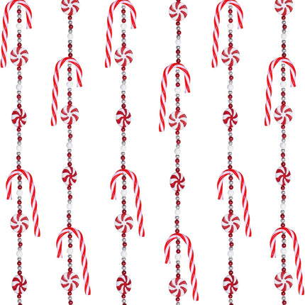 obmwang 10 Feet Christmas Candy Cane Garland Christmas Candy Swirl Garland Red and White Candy Peppermint Bead Garland Christmas Tree Decorations for Xmas Party Supplies Holiday Favors
