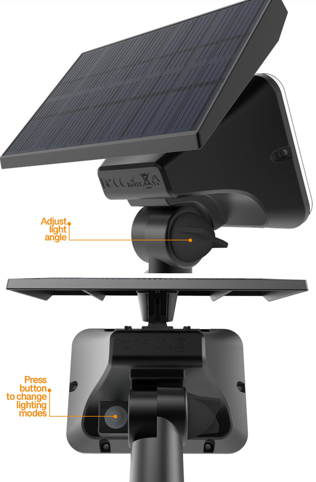 2-Pack Solar Spotlights with 64 LEDs, IP65 Waterproof Outdoor Landscape Solar Lights, 2-in-1 Wireless Solar Wall Lights for Garden and Driveway, Cool White & Warm White, 4 Modes"