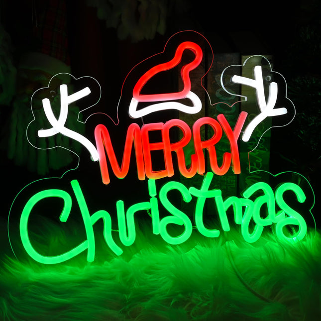 Christmas Neon Sign Merry Christmas LED Night Light with Acrylic Board, Art Wall Decorative Christmas Decor for Indoor Party, Kids Bedroom, Wedding, Bar, Pub, Club (Color)