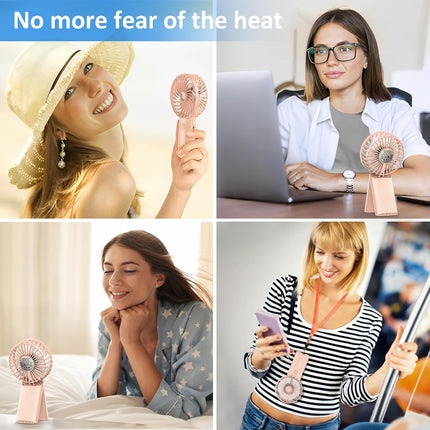 Portable Handheld Fan Pink,15H Max Cooling Time,Rechargeable Small Personal Fan,4 Speeds Battery Operated Fan,Women,Men'S Travel
