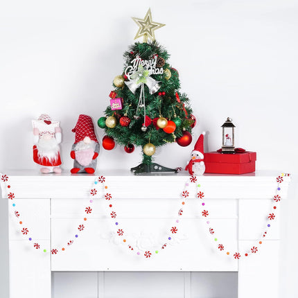 obmwang 10 Feet Christmas Candy Garland Red and White Peppermint Candy Beaded Garland Christmas Tree Candy Garland Hanging Ornaments for Xmas Party Supplies Holiday Favors