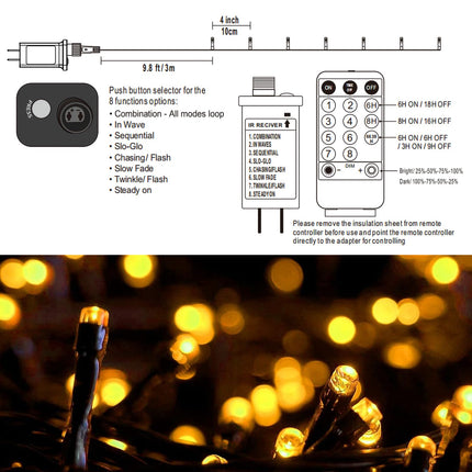 295FT 900 LED Christmas Lights Outdoor Indoor, LED Warm White String Lights with 8 Modes Remote, Timer & Memory Function Tree Lights Twinkle Lights Plug in for Garden Party Holiday Decor