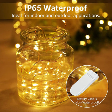 20 Pack Fairy Lights Battery Operated 3.3ft 20 LED Mini String Lights Copper Wire Firefly Starry Lights for Mason Jars Wedding Centerpieces Party Christmas Decor, Warm White