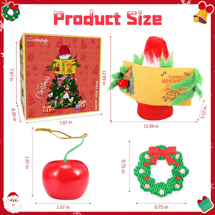 Christmas Tree Topper - 13.77 Inch Elf Christmas Decoration Behind Book with Magic Stickers, for Holiday Indoor Wreath Front Door Party Supplies