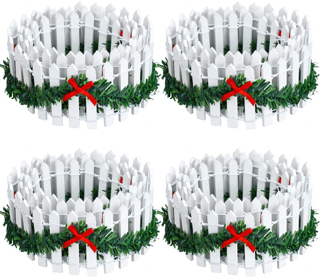 Spiareal 4 Pcs Christmas Village Accessories 35 Inch Christmas Village Fence Wooden Miniature Fence White Picket Fence for Dollhouse Village Landscape(White)