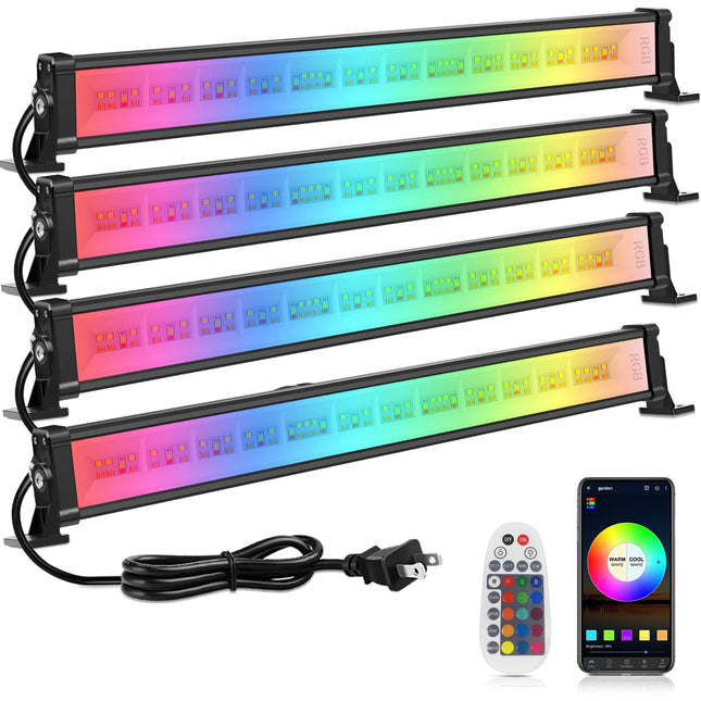 MEIKEE Wash Light DJ Light Bar, 42W RGBCW Smart APP Waterproof LED Stage Lights Bar with Remote, Dimmable Wall Washer Light for Christmas Halloween Birthday Party 4 Pack