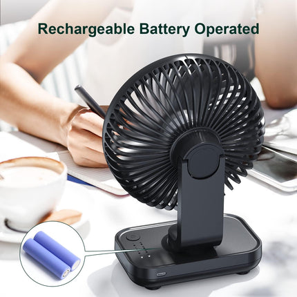 Aluan Small Desk Fan, Quiet Portable Fan, Rechargeable Battery Operated Personal Fan For Home Office Bedroom Desktop Table