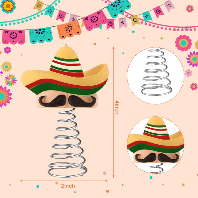 Queekay Mexican Fiesta Hat Miniature Tree Topper Cinco De Mayo Ornaments Sombrero Hat Straw Tree Topper 4 Inches Mini Tree Decorations Mexican Party Favors Supplies