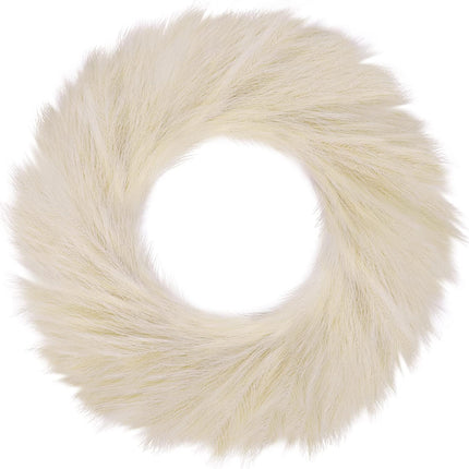 24'' Pampas Grass Wreath, Pampas Wreath, Boho Wreath, Artificial Pampas Wreath for All Seasons, Boho Wall Decor, Farmhouse Pampas Grass Garland (Beige, 1)