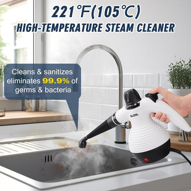 Handheld Steam Cleaner, Steamer For Cleaning, Multipurpose Portable Steam Cleaners For Home Use With Safety Lock And 10 Accessory Kit To Remove Grime, Grease, And More, Save Time And Effort
