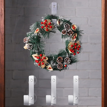 3 Pcs Christmas Suction Cup Hooks for Wreath Powerful Glass Door Hanger Heavy Duty Wreath Hanger Suction Hook for Window or Glass Door 10 Lbs Double Suction Cups, Iron