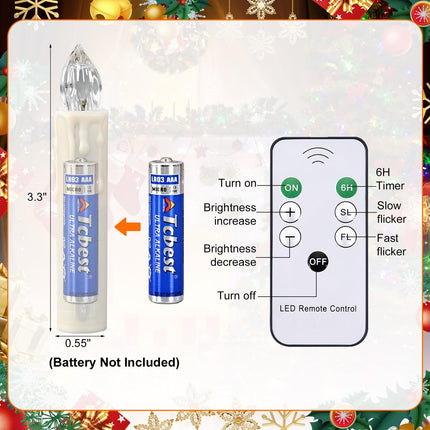 RaceGT 20 Pcs Flameless Candles with Remote, Clip On Candle Lights for Christmas Tree with Timer, Battery Operated LED Window Candles, Taper Floating Candles for Home Indoor Outdoor Christmas Decor